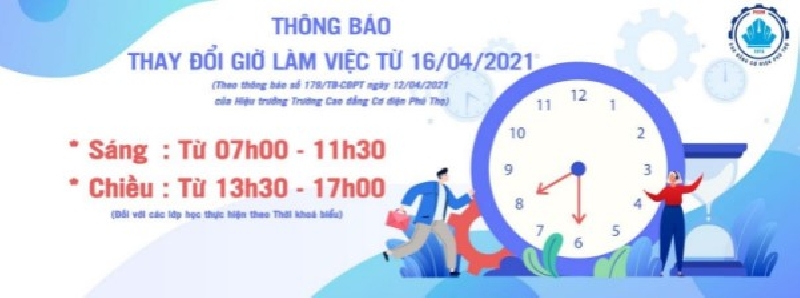 Thông báo thay đổi giờ làm việc mùa Hè